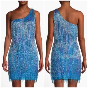 Liv Foster Beaded One-Shoulder Minidress Size 6